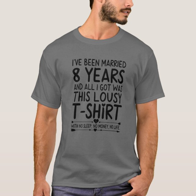 Camiseta 8º Aniversário De Casamento Para Ela Esposa Engraç (Frente)