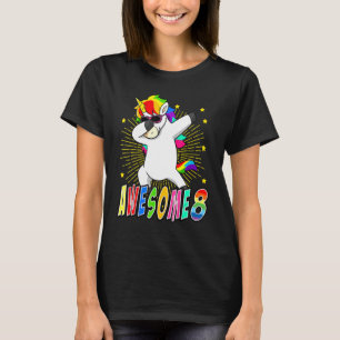 Camiseta 8º Aniversário Descendo Unicorn Incrível 8 Anos