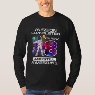 Camiseta 8º aniversário do astronauta espacial com 8 anos