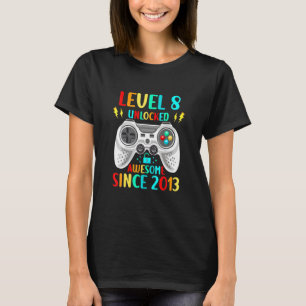 Camiseta 8º Aniversário do Jogo Tee Nível 8 Desbloqueado