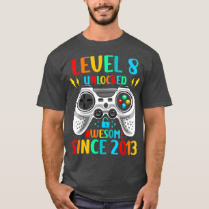 Camiseta 8º Aniversário do Jogo Tee Nível 8 Desbloqueado