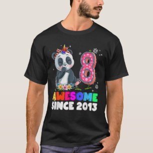 Camiseta 8º Aniversário Festa De Panda Unicórn
