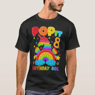 Camiseta 8º Aniversário Fidget Toy Pop It Birthday Girl 8 Y