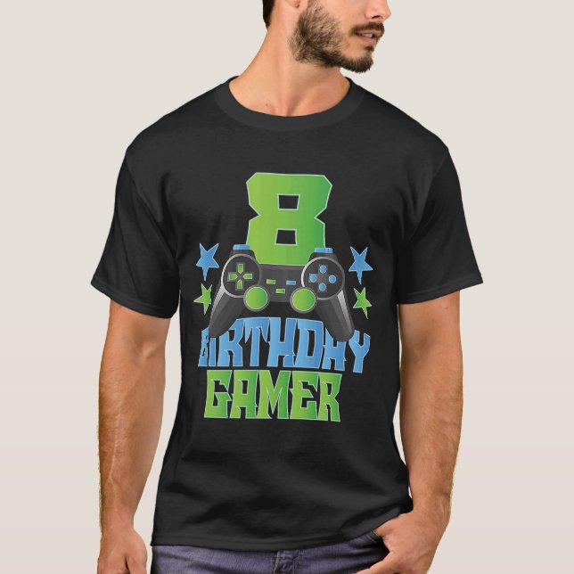 Camiseta 8º Aniversário Gamer Boy 8 Anos Vídeo Game Love (Frente)