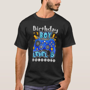 Camiseta 8º aniversário Gamer Boys Nível 8 Vídeo bloqueado