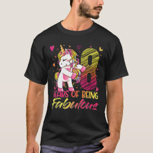 Camiseta 8º Aniversário Garota De 8 Anos Flexibindo Parte D