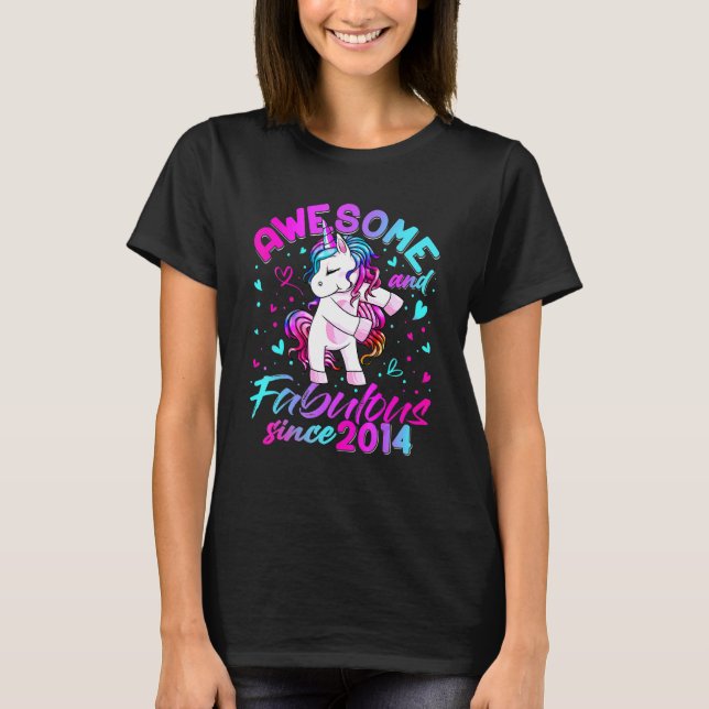 Camiseta 8º Aniversário Garota de 8 Anos Flexibindo Parte U (Frente)