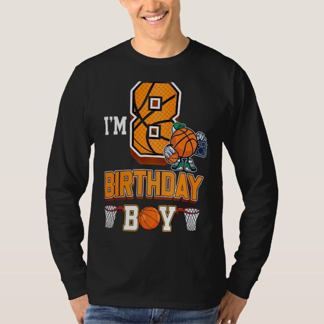 Camiseta 8º Aniversário Garoto de Basquete 8 Anos (Frente)
