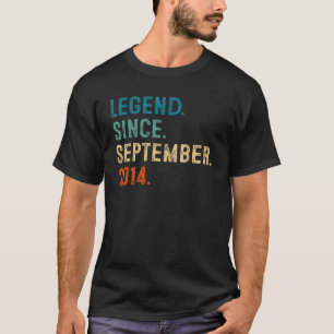 Camiseta 8º aniversário Legenda de 8 anos desde 2 de setemb