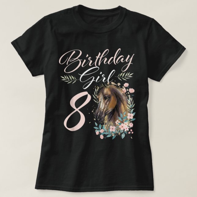 Camiseta 8º aniversário Menina Cavalo com Mais de 8 anos Di (Frente do Design)