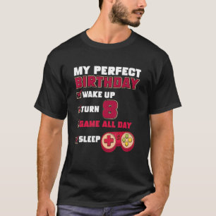 Camiseta 8º Aniversário perfeito para jogos de 8 anos