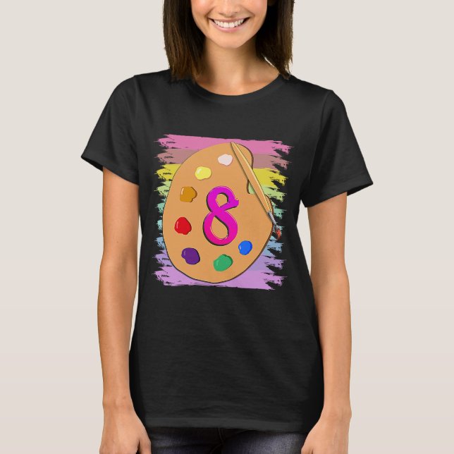 Camiseta 8º Aniversário Pintura De Meninas De 8 Anos (Frente)