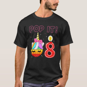 Camiseta 8º Aniversário Pop do Unicórnio Fidget It Birthday