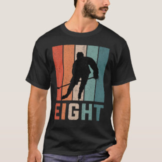 Camiseta 8º Aniversário Retro Hockey com Gelo com Oito Anos