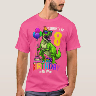 Camiseta 8º aniversário T Rex Birthday Boy