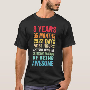 Camiseta 8º Aniversário Vintage com 8 anos de idade Retro 9