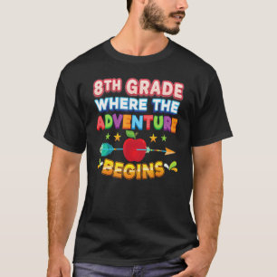 Camiseta 8º ano onde a aventura começa de volta à escola