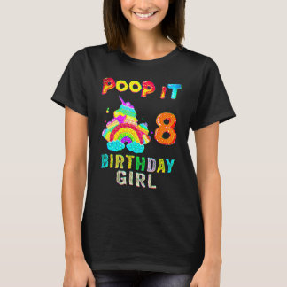 Camiseta 8º Fidget Pop It Birthday Girl Party 8 Anos