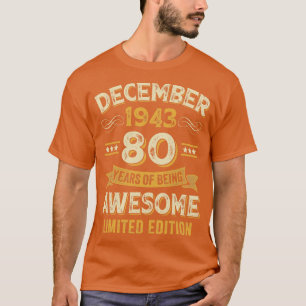 Camiseta 80 anos incrível Vintage dezembro de 1943 80 Birth