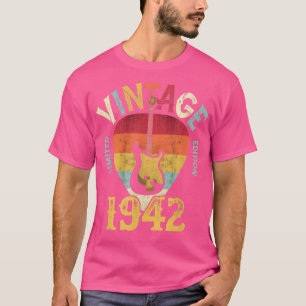 Camiseta 80 anosVintage 1942 Guitar Pick 80 Aniversário