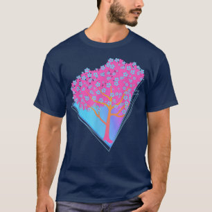 Camiseta 80 Art Japonês Sakura Flower Vaporwave Cherry Bl