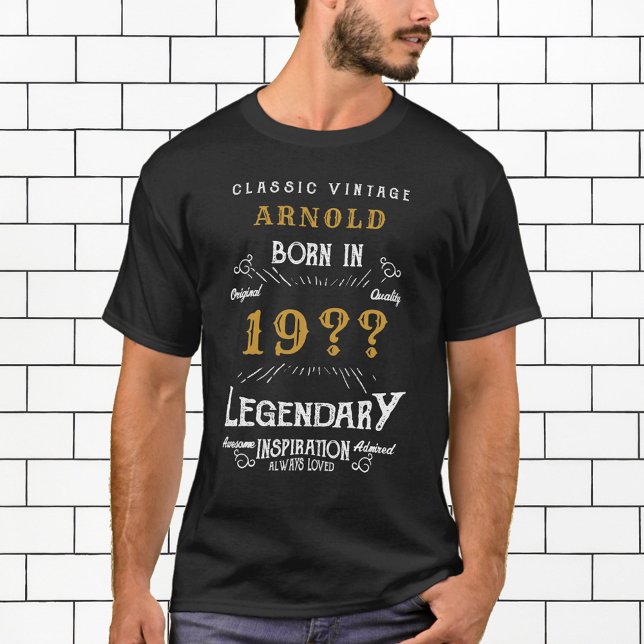 Camiseta 80 Birthday Adicionar Nome Ano Legendário Preto Do (Criador carregado)