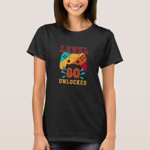Camiseta 80 Birthday Boy Kid Nível 80 Vídeo Gam Desbloquead