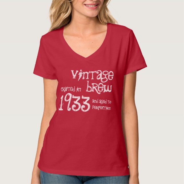 Camiseta 80 Birthday Gift 1933 Vintage Brew (Frente)