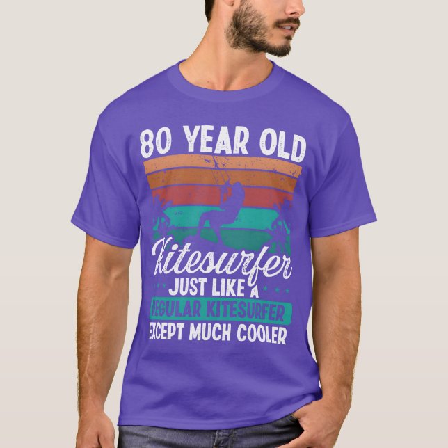 Camiseta 80 Birthday Kiteboarding 80 Years Old Kitesurfing  (Frente)