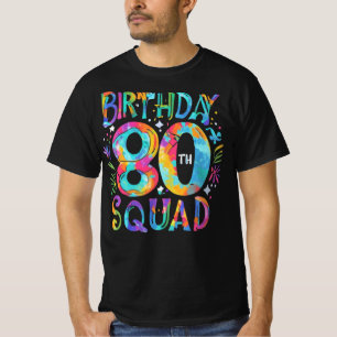 Camiseta 80 Birthday Squad Tie Dye Combinação Colorida