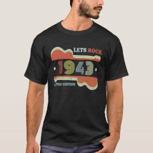 Camiseta 80 Birthday Vintage Guitar Retro Deixa Rock 1943