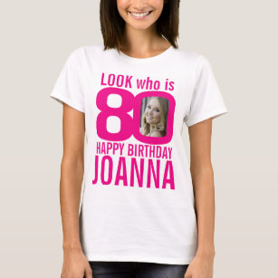 Camiseta 80 cor-de-rosa 80 fotos e nome personalizados