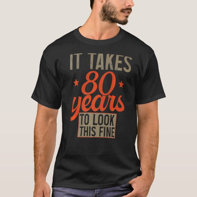 Camiseta 80 de aniversário de 80 anos para homens e mulhere (Frente)