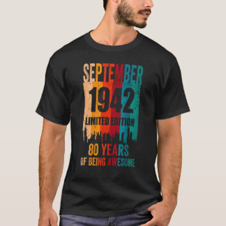 Camiseta 80 de Aniversário Vintage Incrível Retro setembro