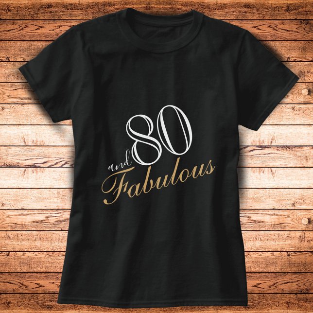 Camiseta 80 e Fabuloso White Script Elegante Aniversário (Criador carregado)