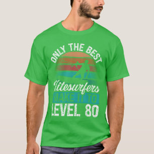 Camiseta 80 Kitesurf Nível 80 Ano Retro Kiteboarding amigo