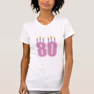 Camiseta 80 velas do aniversário (rosa/roxo)