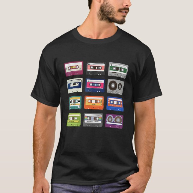 Camiseta 80s 90s Vintage Cassette Tapes Music (Frente)