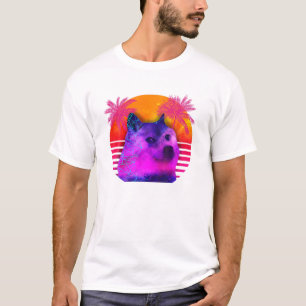 Camiseta 80s - Cão retrô à Lua