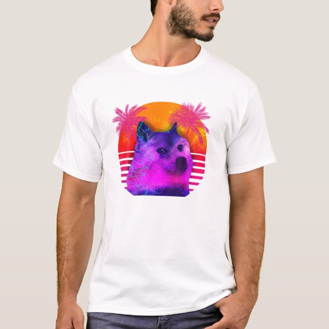 Camiseta 80s - Cão retrô à Lua (Frente)