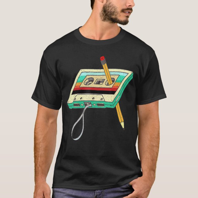 Camiseta 80s Cassetteape Pencil 1980s Retro Vintagehrowback (Frente)