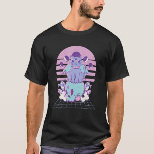 Camiseta 80S Retro Vaporwave Pastel Gótico Gato Soft Grunge