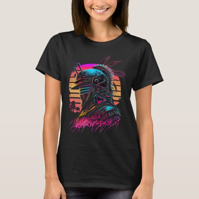 Camiseta 80s Samurai Synthwave Retrowave Colorful Graphic (Frente)