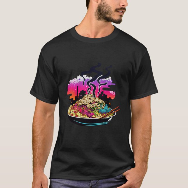 Camiseta 80s Synthwave Fried Rice with a Retro Aesthetic (Frente)