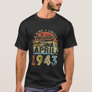 Camiseta 80Th Awesome Since April 1943 80