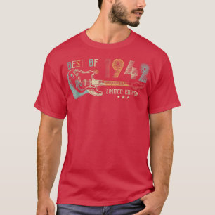Camiseta 80th Birthday Guitar Lover Womens Mens Vintage Bes
