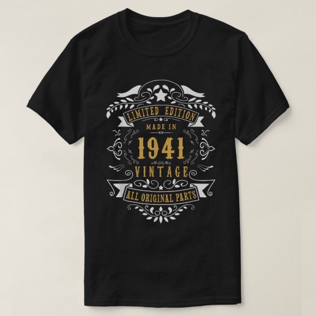 Camiseta 81 Anos de Idade Aniversário de 81 anos Feito Nasc (Frente do Design)