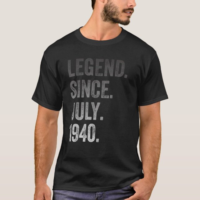 Camiseta 82º Aniversário Legenda De 82 Anos Desde Julho De  (Frente)