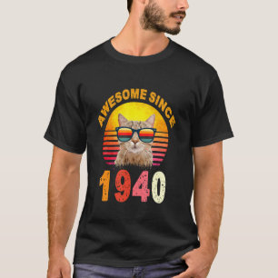 Camiseta 82º aniversário Vintage Cat Incrível desde 1940