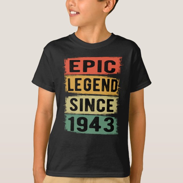 Camiseta 82 Anos De Idade Dia 1943 Legenda Epic 82º Anivers (Frente)